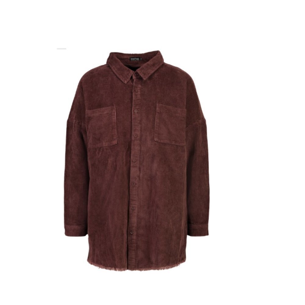 Boohoo Women's Raw Edge Oversized Cord Shirt - Size 4